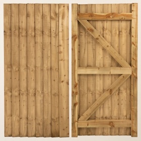 Timber wooden garden gate front and rear design view